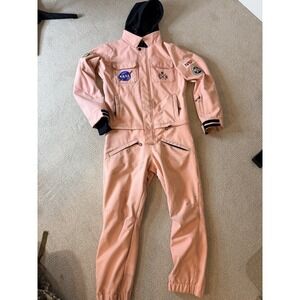 NASA Pink Space Suit Snowsuit Flight Suit Jumpsuit Adult Hooded Costume MSVN